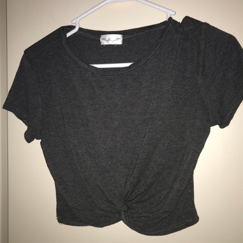 GAZE super cropped grey knot top